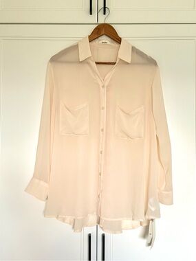 Snidel Sheer Button-Up Blouse | Soft Ivory/Cream